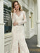 Boho Wedding Dress V Neck Sleeveless Natural Waist Lace Bridal Gowns With Train