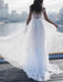 boho wedding dresses 2021 lace off the shoulder short sleeve floor length split front bridal dress with train
