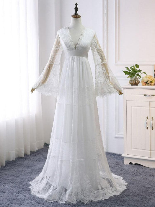 boho wedding dresses 2021 a line deep v neck multilayer lace chiffon beach party dress bridal gowns