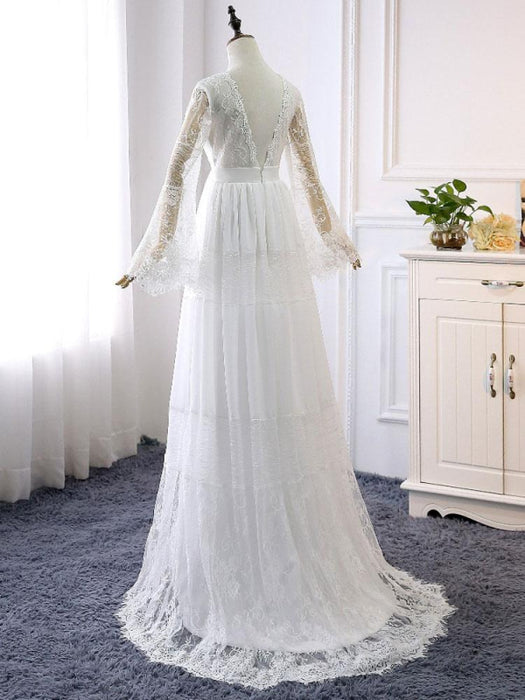 boho wedding dresses 2021 a line deep v neck multilayer lace chiffon beach party dress bridal gowns