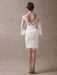 Boho Wedding Dresses Short Sheath Beach Bridal Dress Bell Sleeve Lace Applique V Neck Knee Length Summer Wedding Gowns