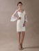 Boho Wedding Dresses Short Sheath Beach Bridal Dress Bell Sleeve Lace Applique V Neck Knee Length Summer Wedding Gowns