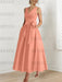 Coral satin mother of the bride ankle dress with bow sash and pockets
