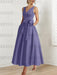 Lavender satin mother of the bride ankle dress with bow sash and pockets