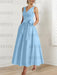 Light Blue satin mother of the bride ankle dress with bow sash and pockets
