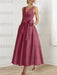 Mulberry satin mother of the bride ankle dress with bow sash and pockets