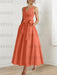 Papaya satin mother of the bride ankle dress with bow sash and pockets