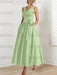 Sage satin mother of the bride ankle dress with bow sash and pockets