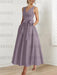 Wisteria satin mother of the bride ankle dress with bow sash and pockets