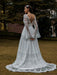 Bridal Gowns Boho Wedding Dress Long Sleeves Lace V-Neck Lace Chiffon Wedding Gowns