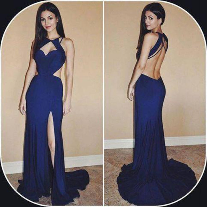 Bridelily 2019 Burgundy Mermaid Prom Dresses Cutouts Side Slit Long Sexy Maroon Evening Gowns - Prom Dresses
