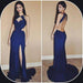 Bridelily 2019 Burgundy Mermaid Prom Dresses Cutouts Side Slit Long Sexy Maroon Evening Gowns - Prom Dresses