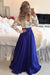 Bridelily 2019 Lace Long Sleeves Prom Dresses V Neck Sheer Open Back Beaded Evening Gowns - Prom Dresses