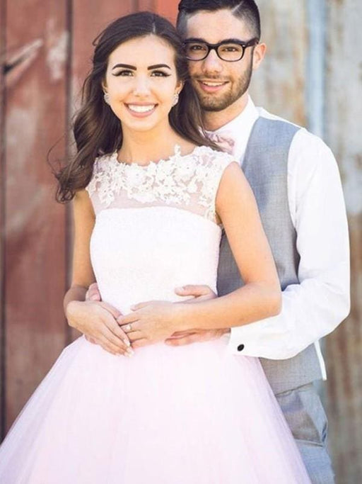 Bridelily A-Line Bateau Sleeveless With Applique Tulle Short/Mini Dresses - Prom Dresses