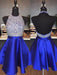Bridelily A-Line Halter Sleeveless Short/Mini With Beading Satin Dresses - Prom Dresses