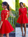 Bridelily A-Line Lace Scoop 1/2 Sleeves Short/Mini With Lace Dresses - Prom Dresses