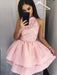 Bridelily A-Line Lace Jewel Sleeveless Satin Short/Mini Dresses - Prom Dresses