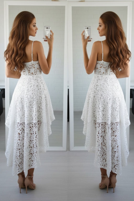 Bridelily A-Line Lace Spaghetti Straps Sleeveless Short/Mini With Layers Dresses - Prom Dresses