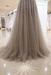Bridelily A-line Long Sleeves V-neck Floor-length Tulle Pearls Prom Dresses