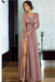 Bridelily A-line Long Sleeves V-neck Split Floor-length Lace Appliques Prom Dresses - Prom Dresses