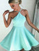 Bridelily A-Line Satin Halter Sleeveless With Pleated Short/Mini Dresses - Prom Dresses