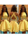 Bridelily A-Line Satin Scoop Sleeveless Short/Mini With Beading Prom Dresses - Prom Dresses