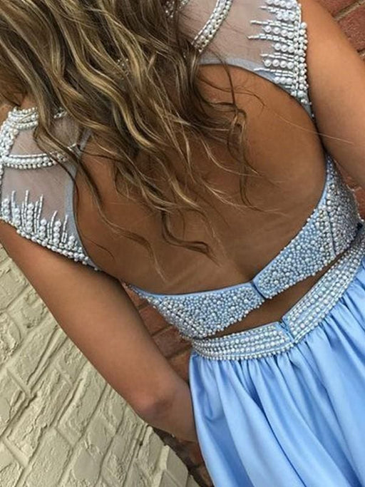 Bridelily A-Line Satin Scoop With Beading Sleeveless Short/Mini Dresses - Prom Dresses