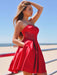 Bridelily A-Line Satin Sweetheart With Ruffles Sleeveless Short/Mini Dresses - Prom Dresses