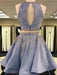 Bridelily A-Line Sleeveless Bateau Satin With Beading Short/Mini Two Piece Dresses - Prom Dresses
