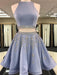 Bridelily A-Line Sleeveless Bateau Satin With Beading Short/Mini Two Piece Dresses - Prom Dresses