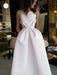 Bridelily A-Line Sleeveless Halter Tea-Length With Ruffles Satin Dresses - Prom Dresses