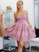 Bridelily A-Line Sleeveless Spaghetti Straps Lace With Beading Short/Mini Dresses - Prom Dresses