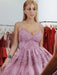 Bridelily A-Line Sleeveless Spaghetti Straps Lace With Beading Short/Mini Dresses - Prom Dresses