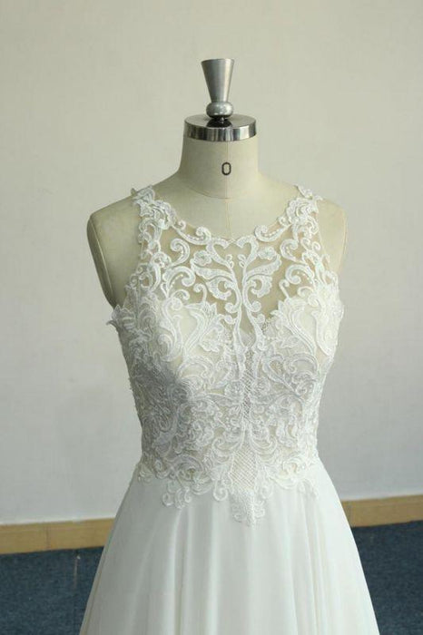 Bridelily Amazing Appliques Chiffon A-line Wedding Dress - wedding dresses
