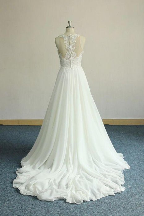 Bridelily Amazing Appliques Chiffon A-line Wedding Dress - wedding dresses