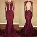 Bridelily Amazing Burgundy Gold Prom Dresses | Sexy Open Back Mermaid Evening Gowns - Prom Dresses