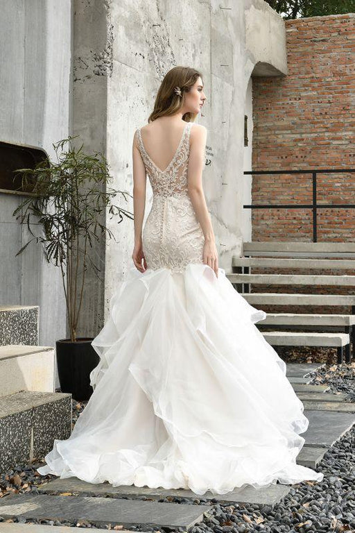 Bridelily Amazing Tulle Lace Sleeveless Mermaid Wedding Dress - wedding dresses
