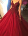 Bridelily Ball Gown Sleeveless Spaghetti Straps Sweep/Brush Train With Applique Tulle Dresses - Prom Dresses