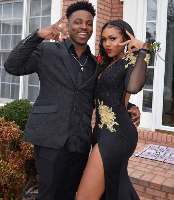 Black Sleeve Cute Long Prom Dresses Cheap Bridelily