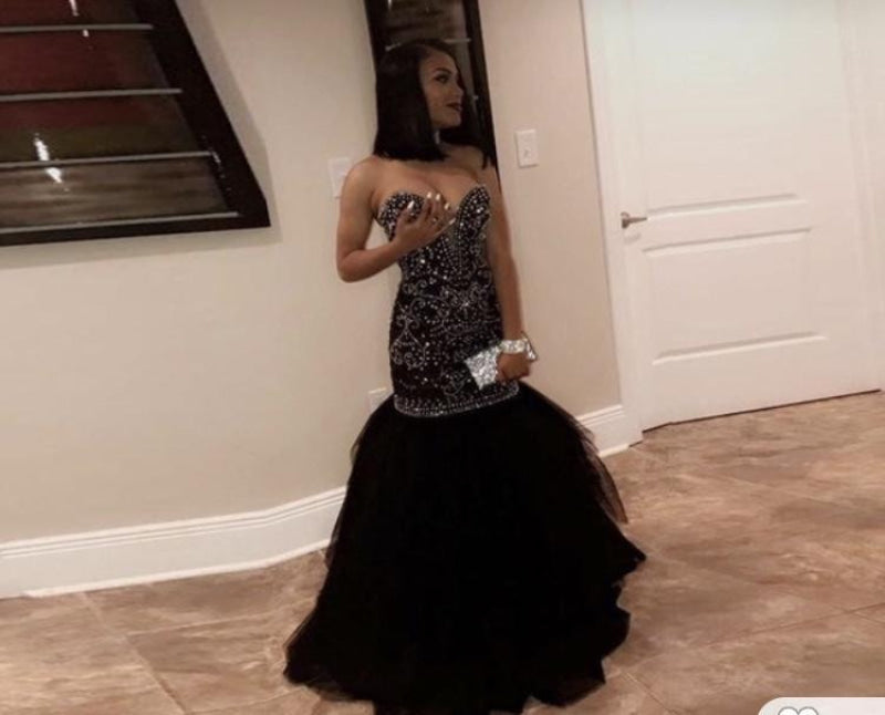 Bridelily Brilliant Sweetheart Beading Black Mermaid Prom Dresses - Prom Dresses