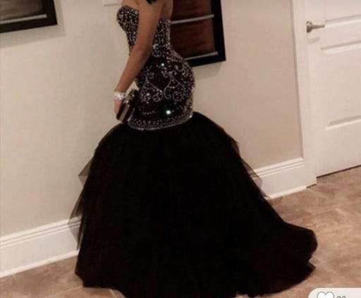 Bridelily Brilliant Sweetheart Beading Black Mermaid Prom Dresses - Prom Dresses