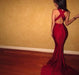 Bridelily Burgundy 2019 Mermaid Prom Dresses Sexy Cross Back Cheap Evening Gowns - Prom Dresses