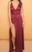 Bridelily Burgundy V-Neck Cheap Evening Dresses Spaghetti Straps Popular Long Prom Dresses with Side Slit - Prom Dresses