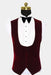 Bridelily Burgundy Velvet Slim Fit Vest