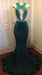 Bridelily Dark Green Sexy Mermaid Crystals Prom Dress | Sparkling Appliques Open Back Real Evening Dress FB0325-MQ0 - Prom Dresses