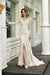 Bridelily Exquisite V-Neck Long Sleeve Mermaid Wedding Dress - wedding dresses