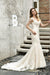 Bridelily Glamorous Mermaid Satin Lace Open Back Wedding Dress - wedding dresses