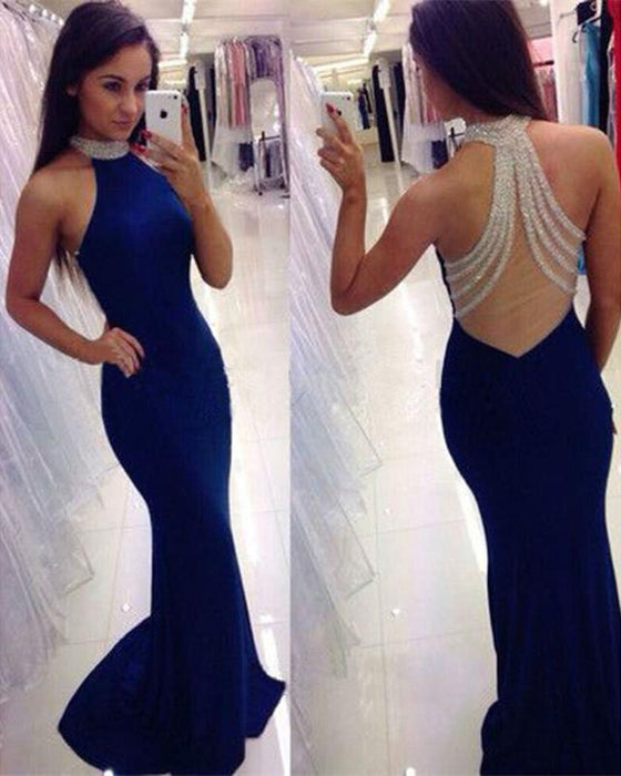 Bridelily Gorgeous Mermaid Beadings Sleeveless High Neck Prom Dresses 2019 - Prom Dresses