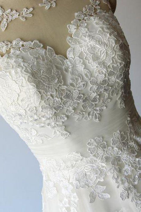 Bridelily Illusion Lace Tulle A-Line Mini Wedding Dress - wedding dresses