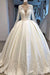 Bridelily Long Sleeve V-neck Ball Gown Satin Wedding Dress - wedding dresses